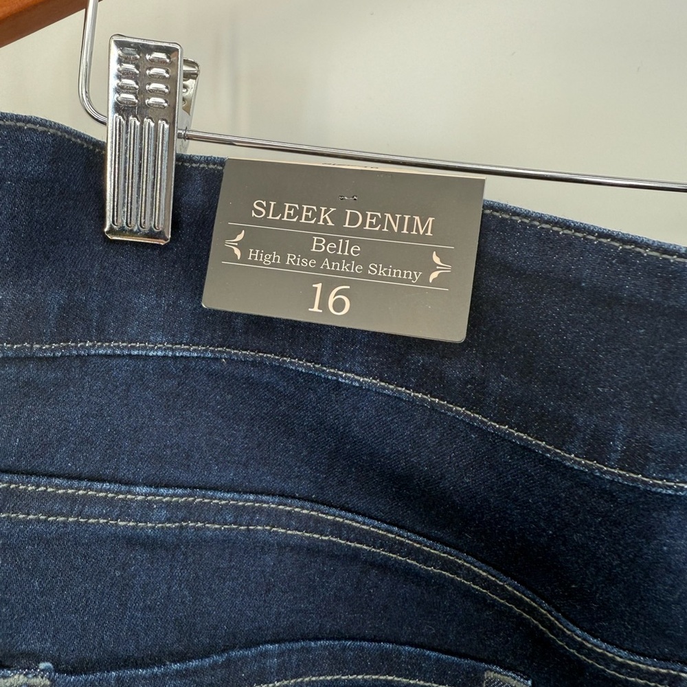 NWT New Nanette Lepore Sleek Denim Belle High Rise Ankle Skinny Dark Blue Jeans - Picture 3 of 9